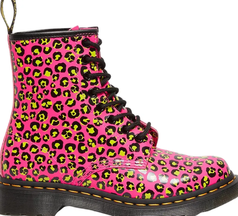 1460 Leopard Print Smooth Leather Lace Up Boots - Women's