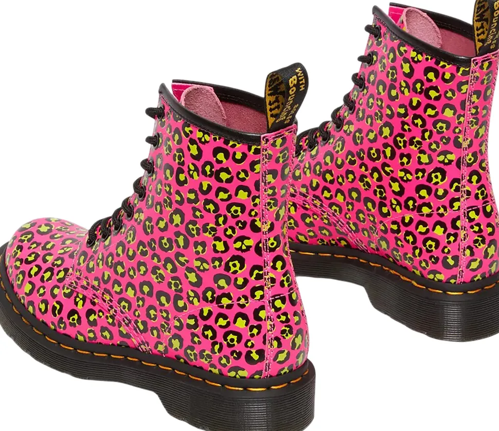 1460 Leopard Print Smooth Leather Lace Up Boots - Women's