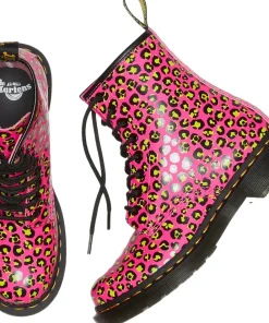 1460 Leopard Print Smooth Leather Lace Up Boots - Women's