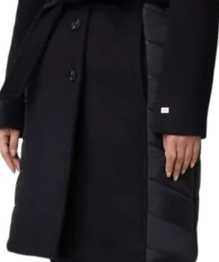Adeline Slim-Fit Mixed Media Wool Coat with Removable Bib and Hood - Women's