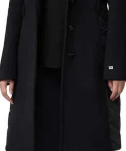 Adeline Slim-Fit Mixed Media Wool Coat with Removable Bib and Hood - Women's