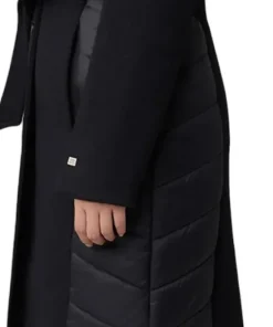 Adeline Slim-Fit Mixed Media Wool Coat with Removable Bib and Hood - Women's