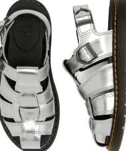 Caarys Silver Metallic Patent Lamper Sandals - Junior