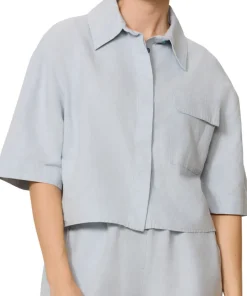 Clover Linen Blend Cropped Blouse - Women's