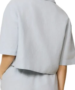 Clover Linen Blend Cropped Blouse - Women's