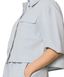 Clover Linen Blend Cropped Blouse - Women's