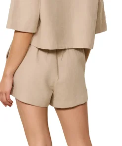 Clover Linen Blend Rolled Up Shorts - Women's