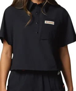 Cove Beach Woven Cropped Short Sleeve Shirt - Women's