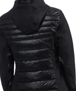 Cressy Mixed-Media Channel Quilted Stretch Puffer Jacket with Fixed Hood - Women's