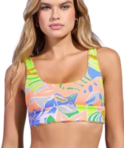 Donna Rainbow Stripe Sporty Bralette Bikini Top - Women's