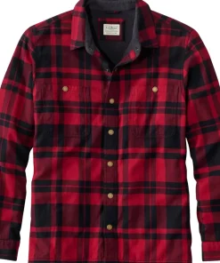 Fleece-Lined Snap Front Slightly Fitted Flannel Shirt - Men's