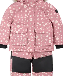 Floral Print On Dusty Pink Snowsuit - Girl