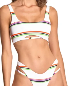 Hailey Pinstripe Double Layer Bikini Bottom - Women's