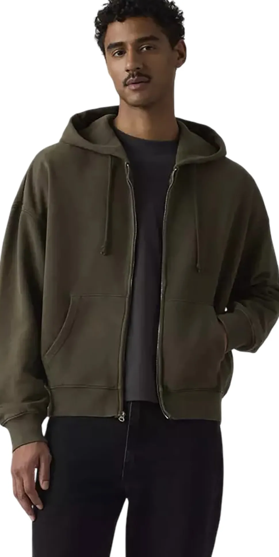Hayes Boxy Grunge Wash Full-Zip Sweatshirt - Men's