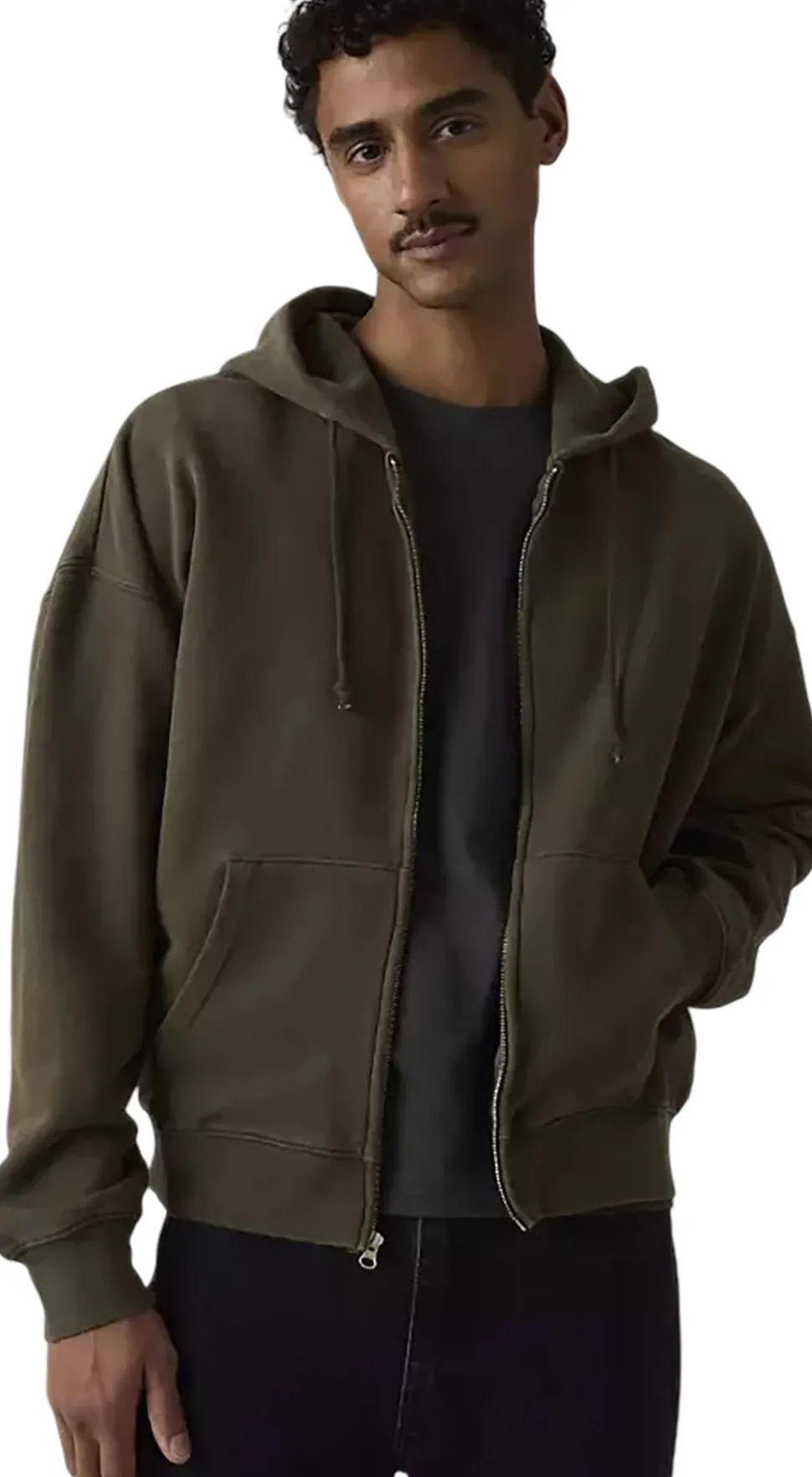 Hayes Boxy Grunge Wash Full-Zip Sweatshirt - Men's