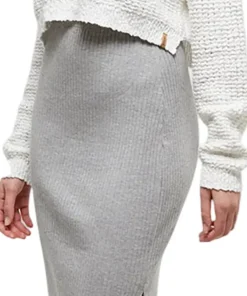 High-Rise Knit Rib Midi Skirt - Women's