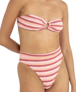 Ibiza Stripe Rib Bandeau Swim Top - Women's