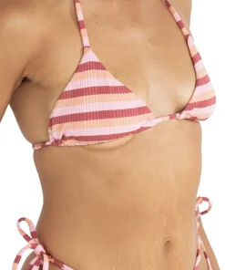 Ibiza Stripe Rib Slide Triangle Bikini Top - Women's