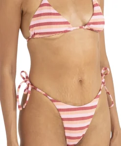 Ibiza Stripe Rib Tie-Side High-Cut Bikini Bottom - Women's