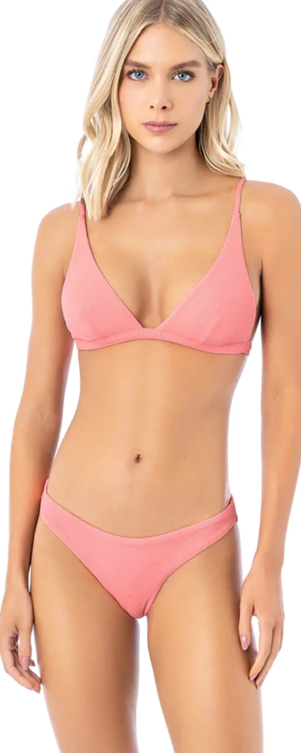Ivy Coral Salmon Fixed Triangle Bikini Top - Women's