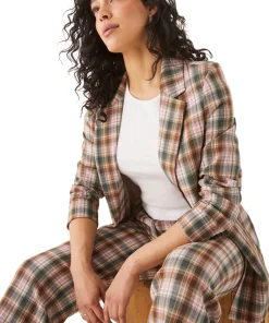 Jane Double Weave Plaid Straight Leg Pant - Women's