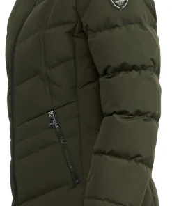 January Down Chevron Puffer Jacket with Detachable Hood Fur - Women's