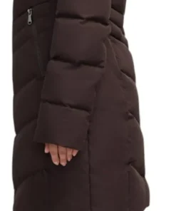 January Down Chevron Puffer Jacket with Detachable Hood Fur - Women's