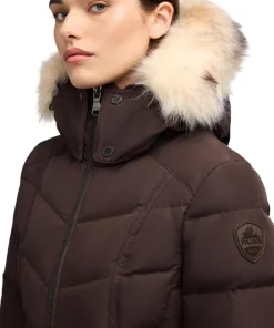 January Down Chevron Puffer Jacket with Detachable Hood Fur - Women's