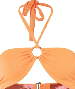 Jill Ring Vibrant Orange Bandeau Bikini Top - Women's