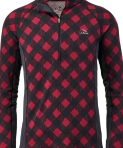 L.L.Bean Midweight Printed 1/4 Zip Base Layer Top - Men's