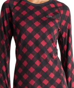 L.L.Bean Midweight Printed Long Sleeve Crew Neck Base Layer Top - Women's