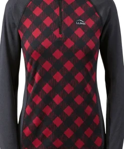 L.L.Bean Midweight Printed 1/4 Zip Base Layer Top - Women's