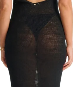 Low Back Side Slits Tape Yarn Cover-Up Dress - Women's