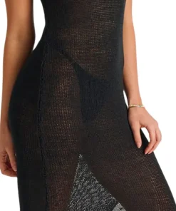 Low Back Side Slits Tape Yarn Cover-Up Dress - Women's