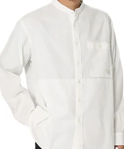 Organic Cotton Poplin Stand-Collar Shirt - Men's
