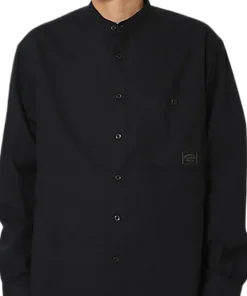 Organic Cotton Poplin Stand-Collar Shirt - Men's