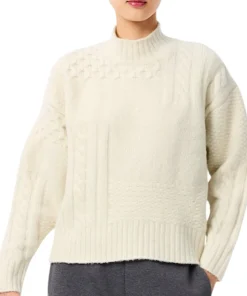 Patchwork Effect High-Neck Wool Sweater - Women's