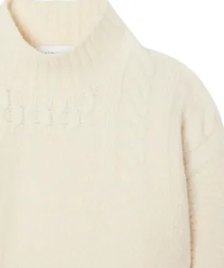 Patchwork Effect High-Neck Wool Sweater - Women's
