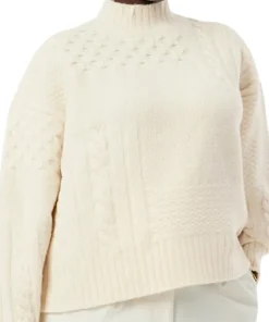 Patchwork Effect High-Neck Wool Sweater - Women's