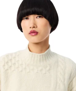 Patchwork Effect High-Neck Wool Sweater - Women's