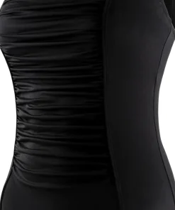 Plus Solid Shirred Tank One Piece Swimsuit - Women's