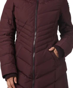 Queens Faux Fur Trim Chevron Quilt Mid Length Coat - Women's