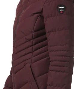 Queens Faux Fur Trim Chevron Quilt Mid Length Coat - Women's
