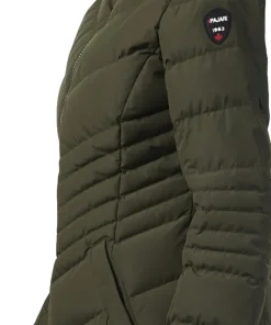 Queens Faux Fur Trim Chevron Quilt Mid Length Coat - Women's