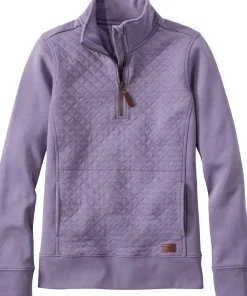 Quilted Long Sleeve Quarter-Zip Pullover - Women's
