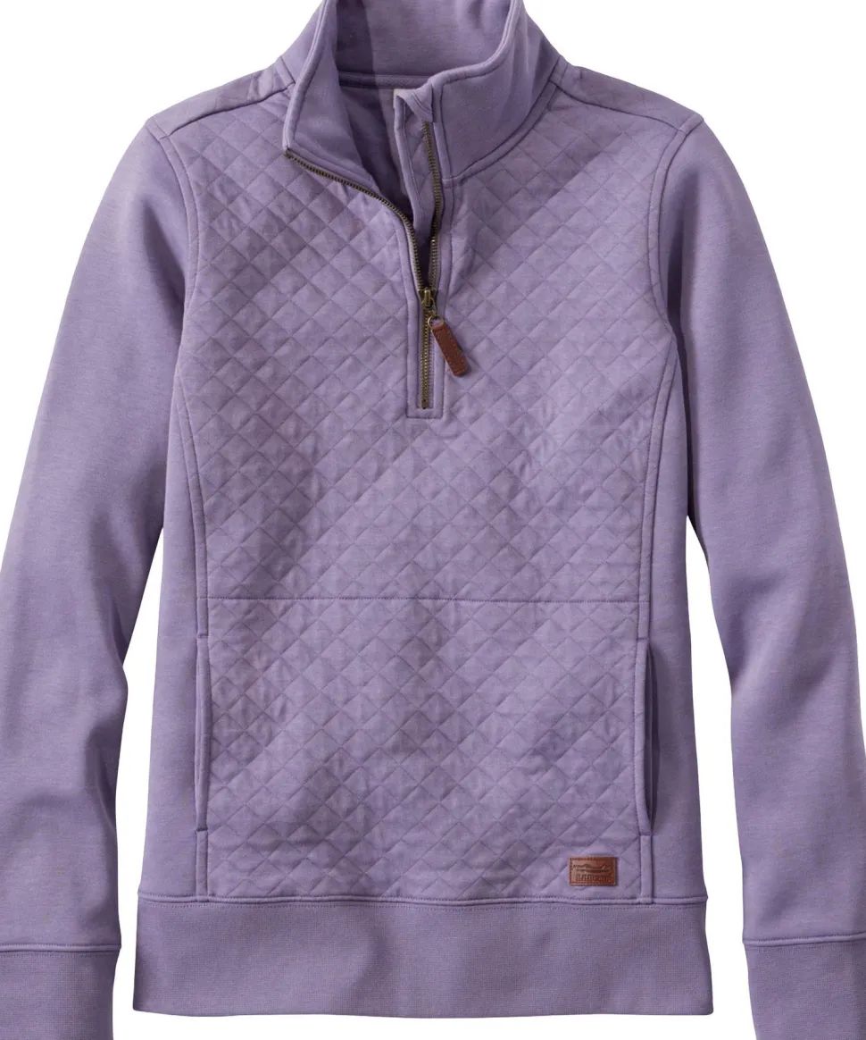 Quilted Long Sleeve Quarter-Zip Pullover - Women's