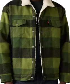 Relaxed Fit Plaid Trucker Jacket - Men's