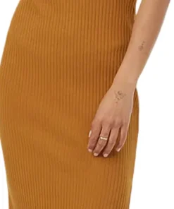 Rib Square Neck Dress - Women's