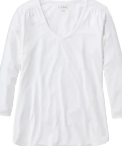 Soft Stretch Supima-Blend V-Neck Three-Quarter Sleeve T-Shirt - Women's
