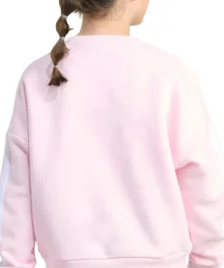3-Stripes Crew Neck Long Sleeve Fleece Pullover Sweatshirt - Girls